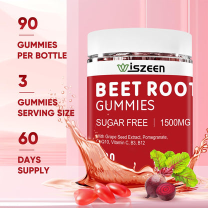 Wiszeen Beet Root Gummies - 60 Servings - Beets Gummies Beet Chews Nitric Oxide WiszeenUS supplements