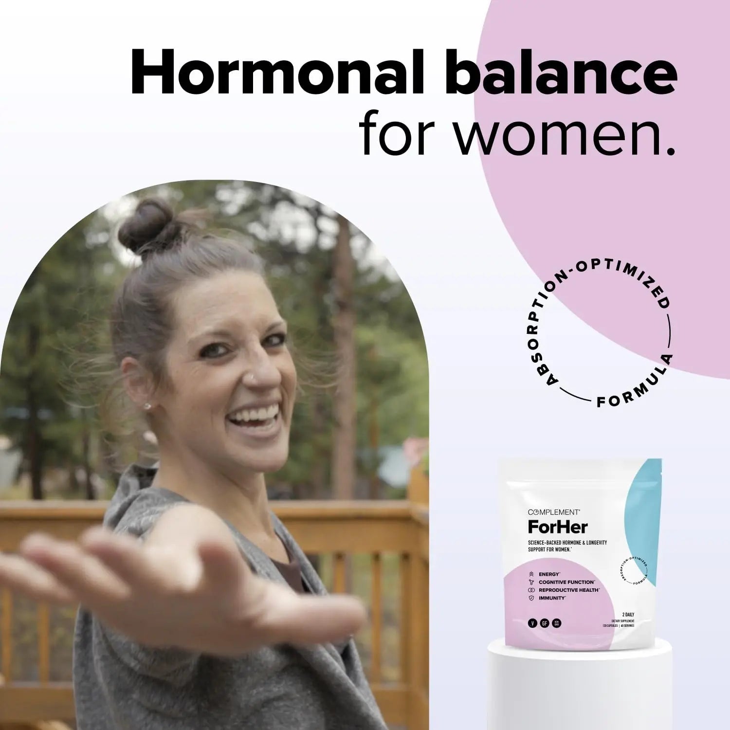 Complement ForHer Multivitamin - Hormone Balance for Women (60 Servings) Inositol Supplement, Longevity Support- B9, Iron - 120 Capsules ComplementAu supplements