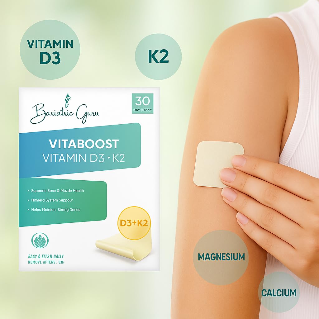 Bariatric Guru VitaBoost Supplement Patch — Vitamin D3, K2, Magnesium & Calcium Citrate Transdermal Topical Patch for Bone, Muscle & Immune Support — 30 Patches Bariatric GuruAu supplements