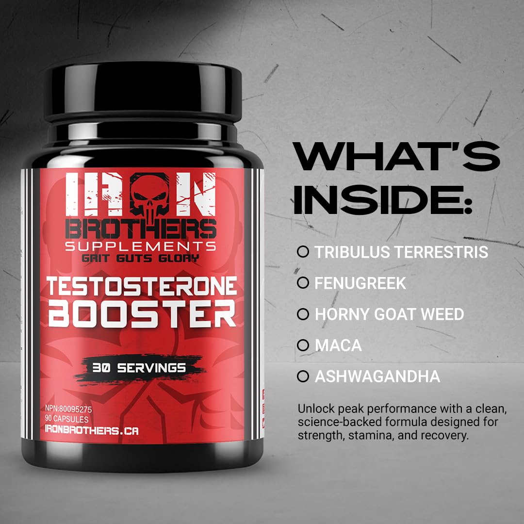 Iron Brothers Men’s Testosterone Support Supplement – Tribulus, Tongkat Ali, Ashwagandha & DIM – Daily Performance & Vitality Formula – with Fenugreek & Zinc – 30 Day Cycle – 90 Capsules Iron Brothers SupplementsAu supplements