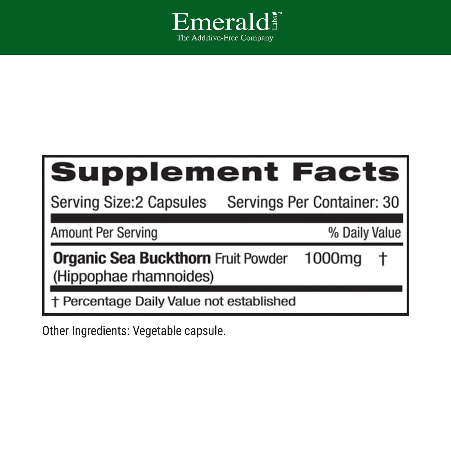 EMERALD LABS Sea Buckthorn - Dietary Supplement with Vitamins C, E & Omega 7 - Supports Adrenal, Energy, Skin & Immune Health - 60 Vegetable Capsules (30-Day Supply) EMERALD LABSAu supplements