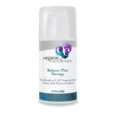 Organic Excellence Balance Plus Therapy - USP Bioidentical Organic Progesterone Cream for Women - with Phytoestrogens - for Menopause Relief and Natural Hormone Balance, 3.3 fl oz (100g) Organic ExcellenceAu supplements