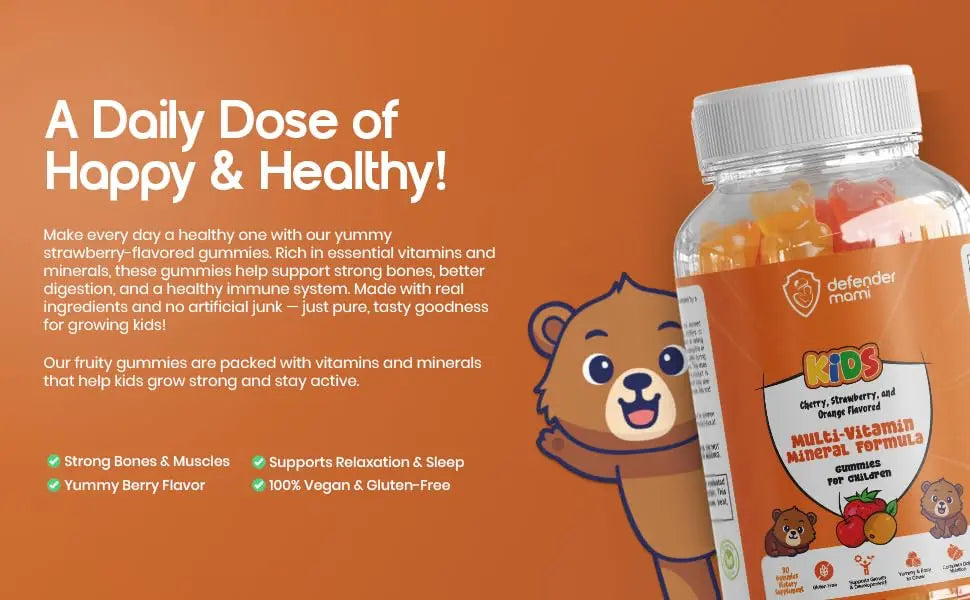 Defender Mami Kids Vitamin Gummies – Multivitamin & Mineral Formula, Non‑GMO · Gluten‑Free, 90 Count Chewables for Daily Immune Defender MamiAu supplements