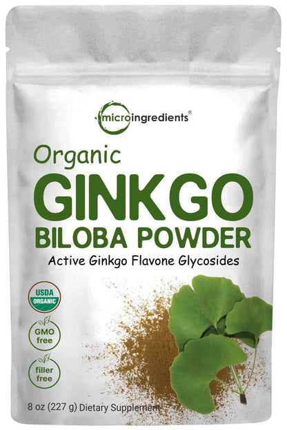 Micro Ingredients Raw Organic Ginkgo Biloba Powder, 8 Ounce (18 Months Supply) Micro IngredientsUS supplements