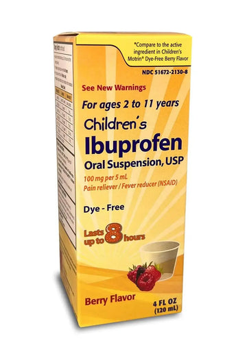 Children's Ibuprofen Oral Suspension 100 mg per 5 mL, 4 Fl Oz, Pain Reliever and Fever Reducer for Ages 2-11 Years, Dye-Free, Berry Flavor TAROAu supplements