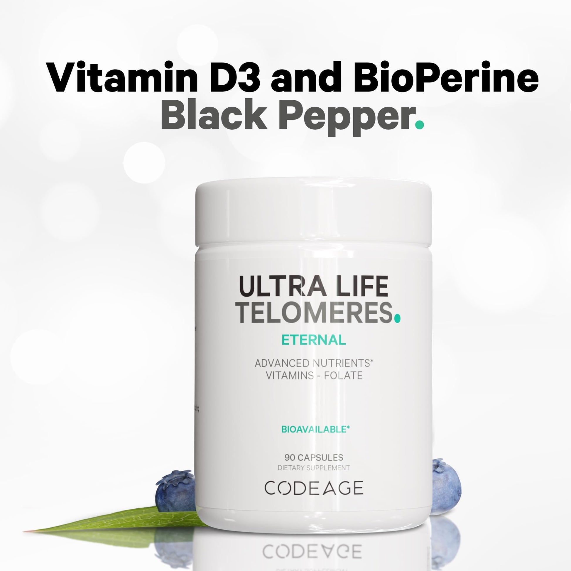 Codeage Ultra Life Telomeres Supplement - 5 MTHF Folate Vitamin B9, Vitamin B12 Methylcobalamin, Vitamin D3, L-Theanine, Ashwagandha - 3-Month Supply - DNA, Methylation Cycle - Non-GMO - 90 Capsules CodeageAu supplements