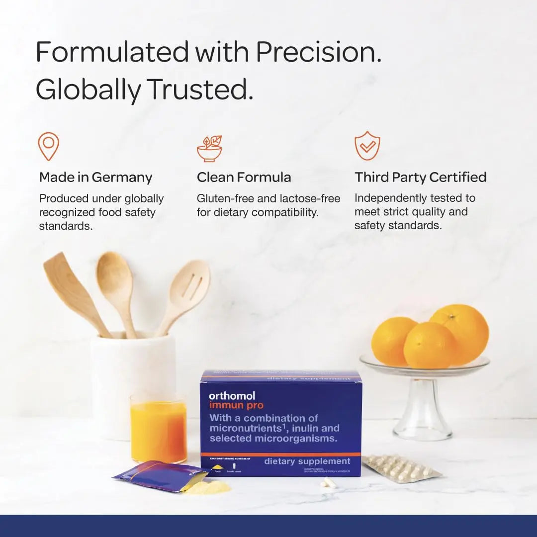 Orthomol Immun Pro, Immune Support & Gut Health Powder & Capsules for Adults with Probiotics, Prebiotics, Fiber, Vitamin C, Zinc, Selenium, Iodine, Vitamin D, E, A,B, Calcium (30 Day Supply) Orthomolnz supplements