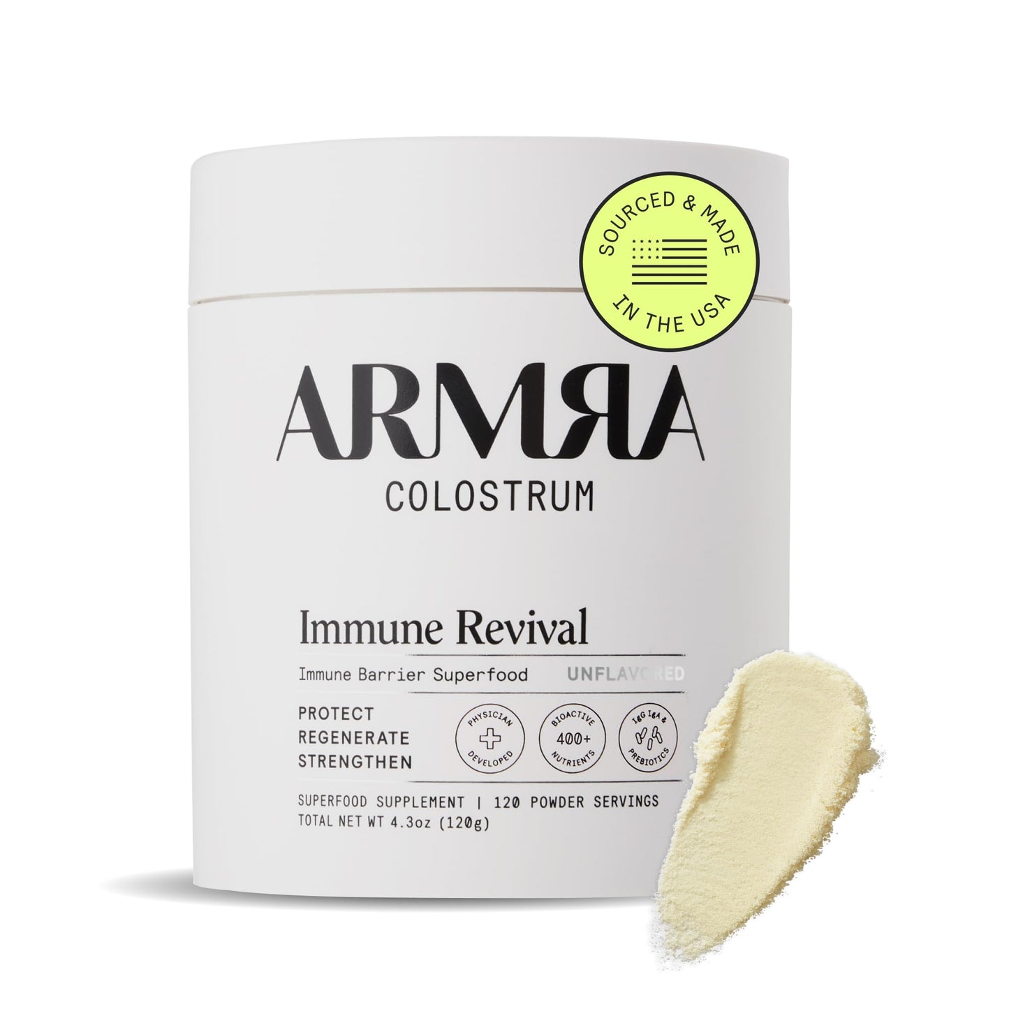 ARMRA Colostrum Powder | Unflavored | Gut Health & Bloating | Skin & Hair | Immunity | Keto, Gluten & Fat-Free | 120 Servings ARMRAUS supplements