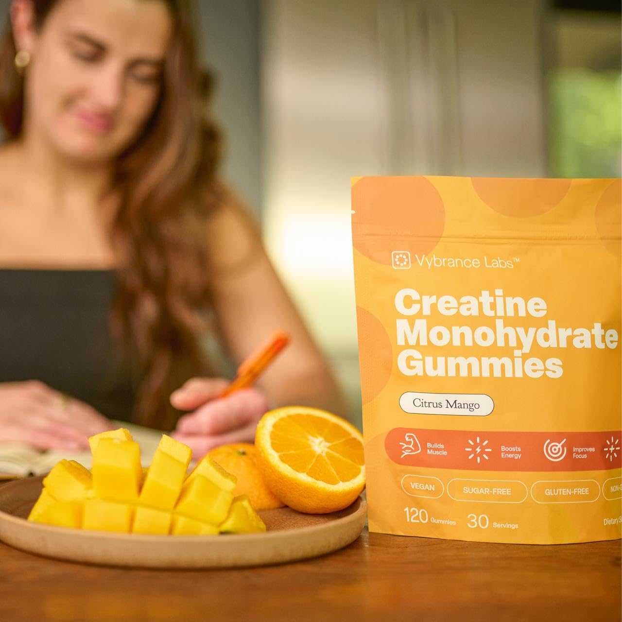 VYBRANCE LABS Creapure Creatine Gummies 5g + Taurine & B12 - Sugar-Free, Vegan, Gluten-Free - Citrus Mango - 120 Count (30 Servings) for Strength, Energy & Focus VYBRANCE LABSAu supplements