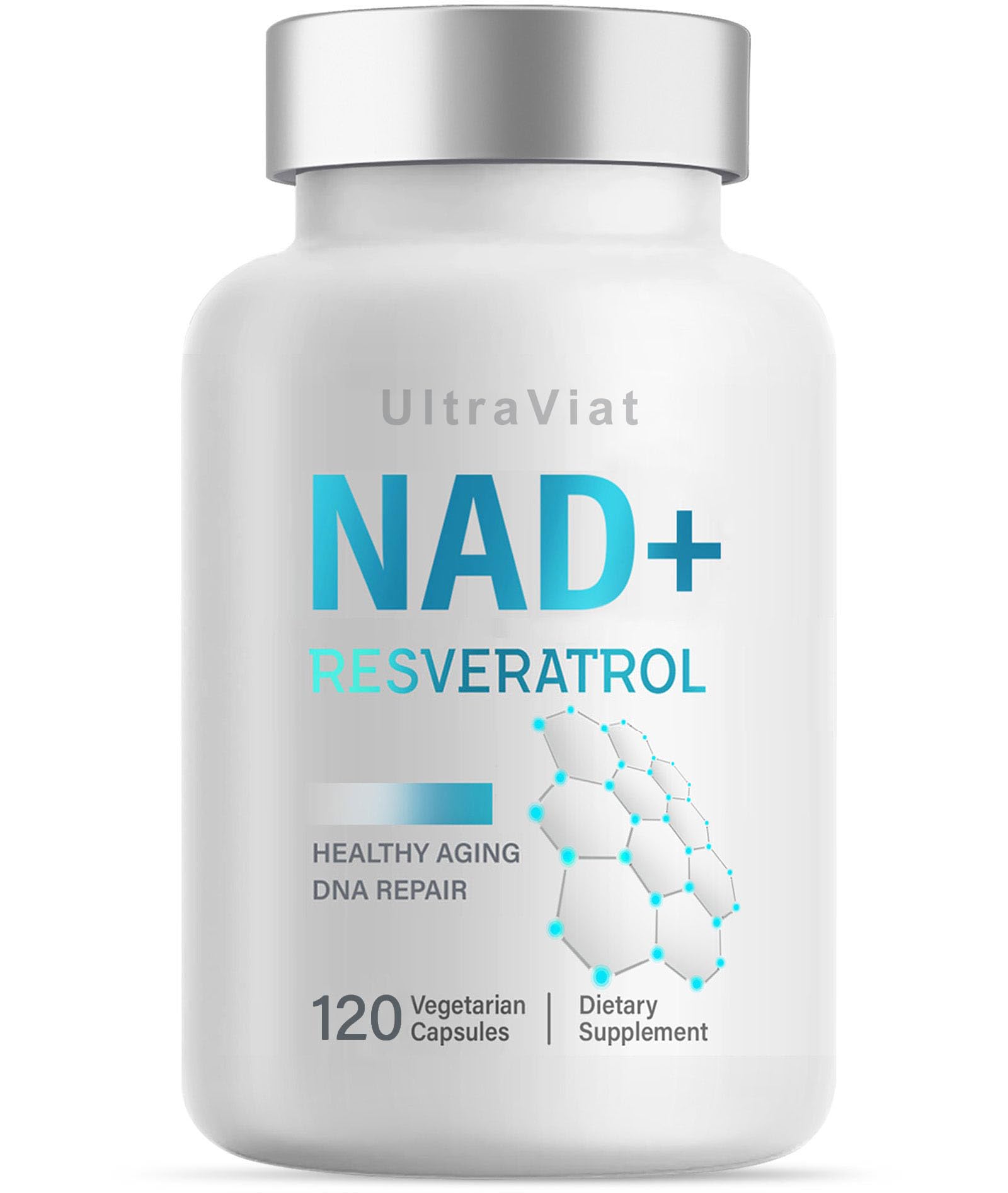 UltraViat NAD+ Supplement 1000mg, Premium NAD+ & Resveratrol Complex for Energy & Anti Aging - 120 Capsules UltraViatAu supplements