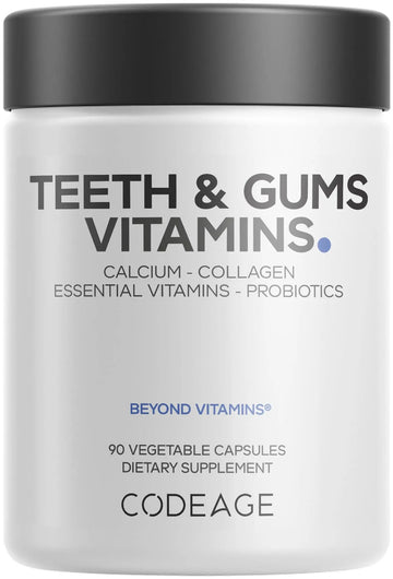 Codeage Teeth & Gums Vitamins + Oral Probiotics Supplement for Mouth - Whole Food Calcium, Collagen, Potassium, Vitamin C, D3, K2, Zinc CodeageAu supplements