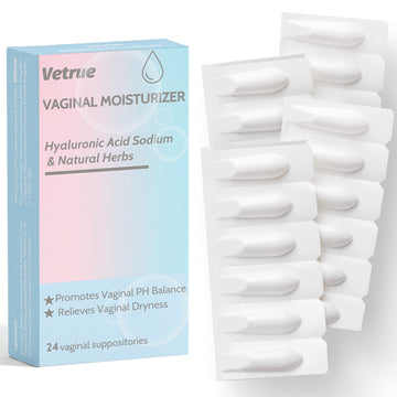 Intimate Moisturizer, Vaginal Suppository for Dryness & Discomfort, Feminine Long Lasting Hydration Support with Hyaluronic Acid and Natural Herbs - PH Balance, Estrogen and Drug Free (24 Inserts) vetrueUS supplements