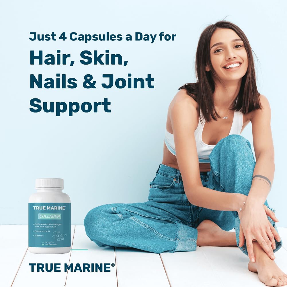 TRUE MARINE Collagen Capsules - 2,400mg of Marine Collagen with Hyaluronic Acid & Vitamin C - Skin, Hair, Nails & Joint Support TRUE MARINEAu supplements