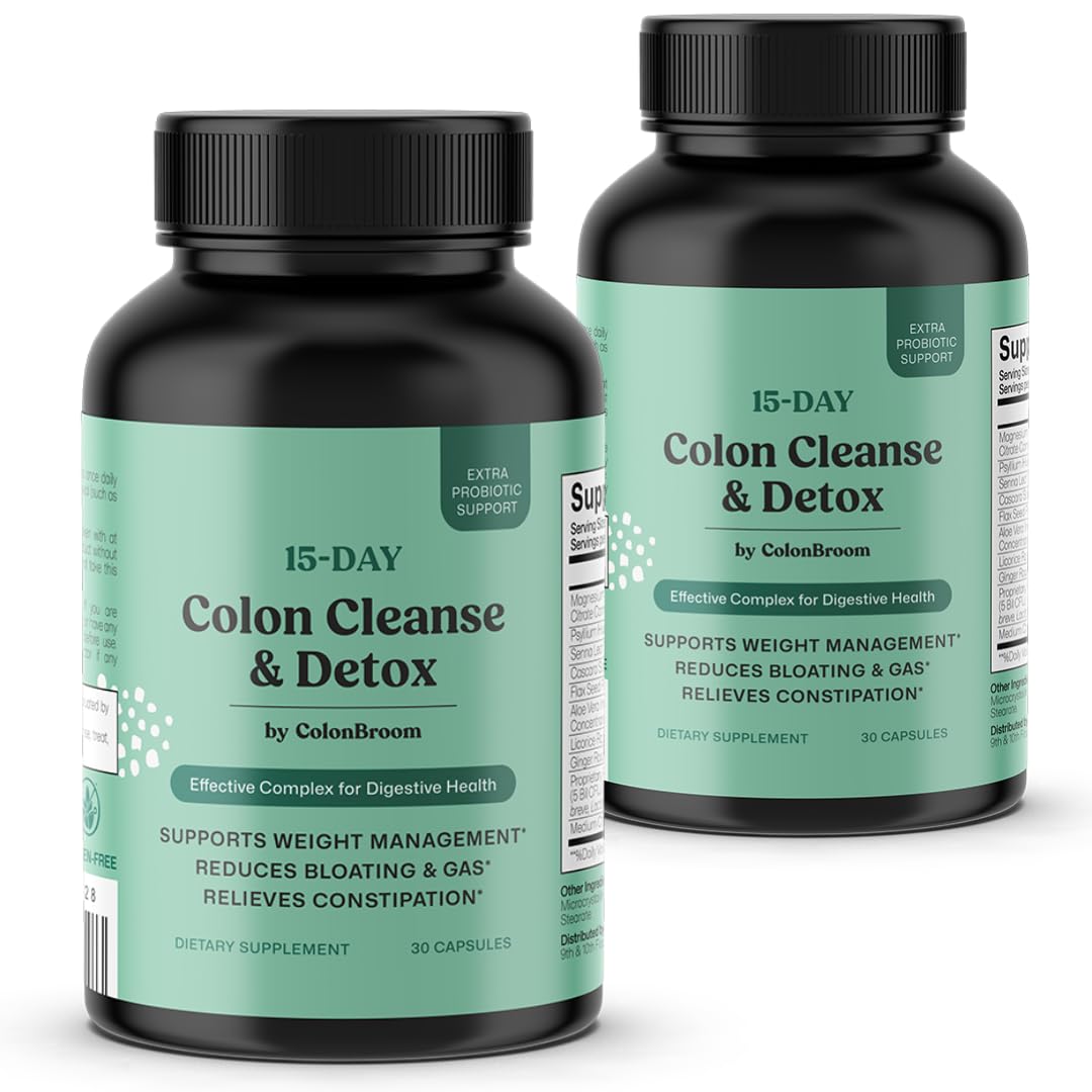ColonBroom 15 Day Colon Cleanse & Detox Cleanse for Weight Management with Probiotics & Magnesium | Reduce Bloating & Boost Metabolism & Digestion - Effective Gut Cleanser Detox (2 Bottles) ColonBroomAu supplements
