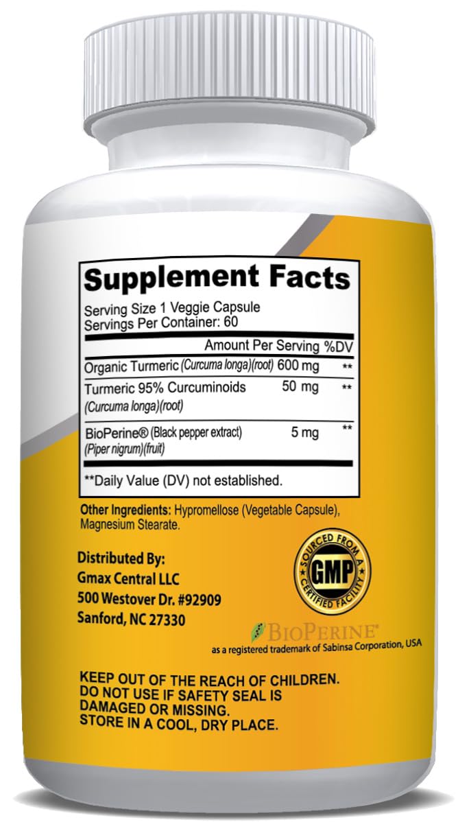 NusaPure Turmeric Curcumin 600 mg 60 Capsules Turmeric 95% Curcuminoids Dietary Supplement NusaPureAu supplements