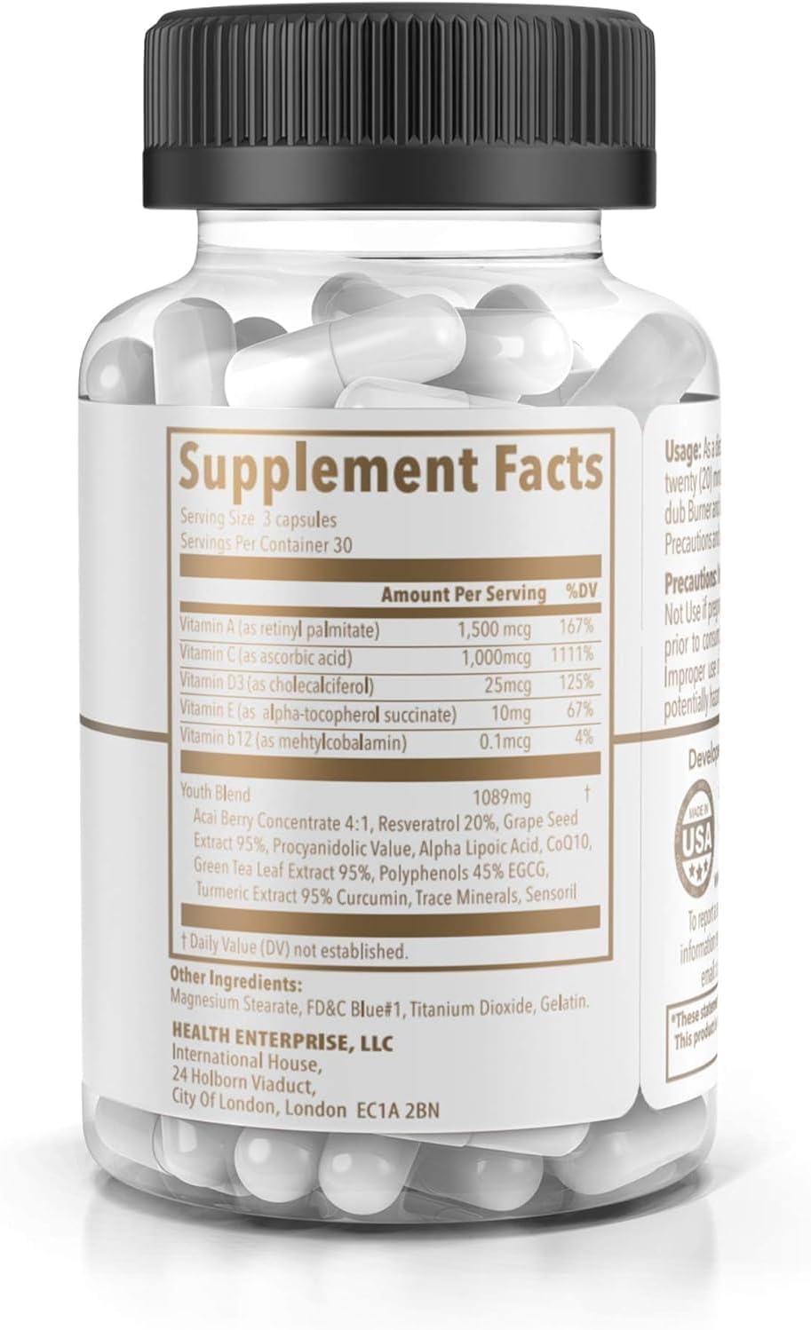 Dub Nutrition Youth - Formula with Acai, Resveratrol, Curcumin, Vitamins A, C, D, E, B12, and CoQ10 - Supports Immunity and Mobility - 90 Capsules Dub NutritionAu supplements