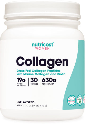 Nutricost Collagen for Women 30 Servings (Unflavored) - Grass-Fed Collagen Peptides NutricostUS supplements