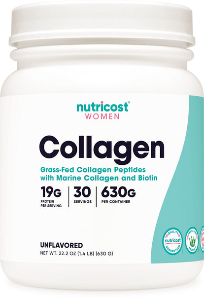 Nutricost Collagen for Women 30 Servings (Unflavored) - Grass-Fed Collagen Peptides NutricostUS supplements