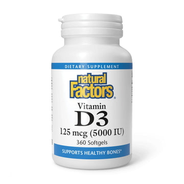 Natural Factors, Vitamin D3 5000 IU (125 mcg), Supports Strong Bones, Muscles and Immune Function, 360 Softgels Natural FactorsAu supplements