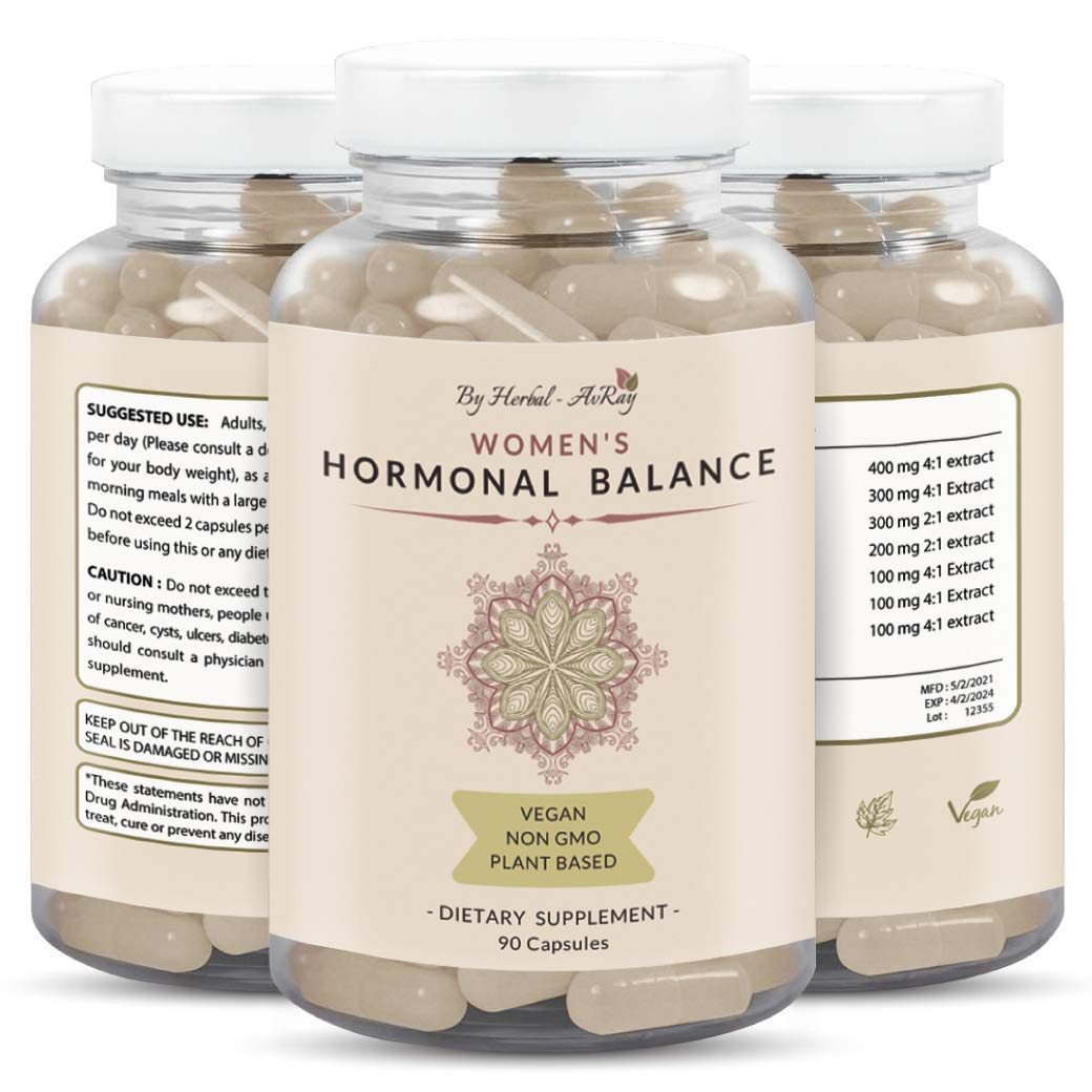 Hormone Balance for Women – Natural Female Energy & Mood Pills – Hot Flashes Menopause Relief Supplement with Vitex Chasteberry, Dong Quai, Maca Root Powder, Ginseng – 90 Veggie Capsules Herbal-avRayAu supplements