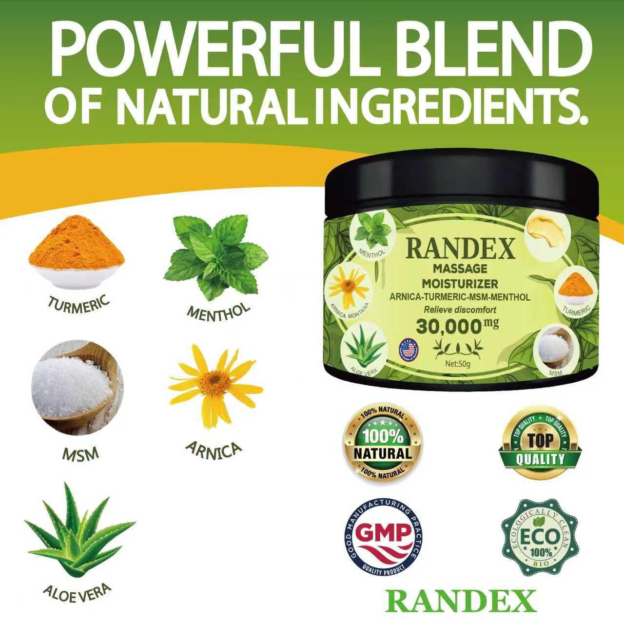 RANDEX 30000MG Organic Massage Moisturizer - Muscles,Joints,Knees, Shoulders,Body, Extra Strength- Natural RANDEXAu supplements