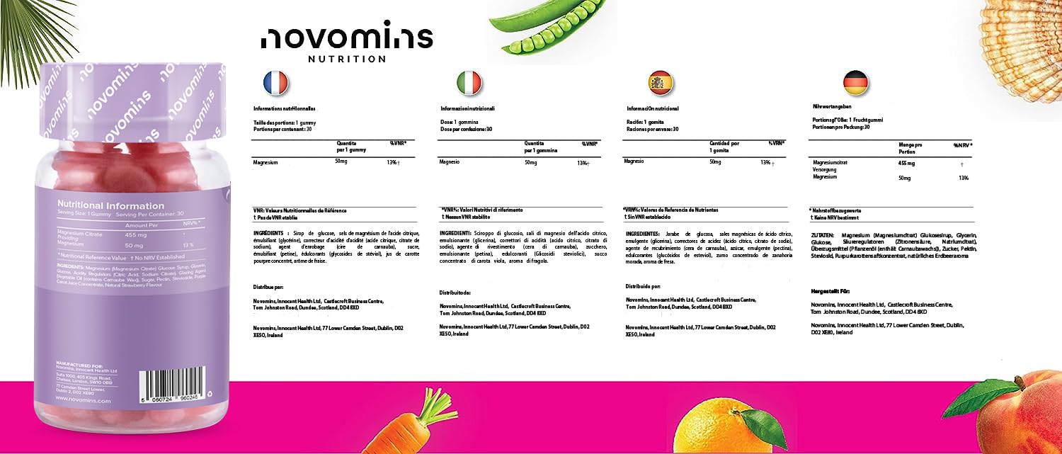 Kids Magnesium Gummies – Vegan - 1 Month Supply – Childrens Supplements – 30 Chewa novominsUS supplements