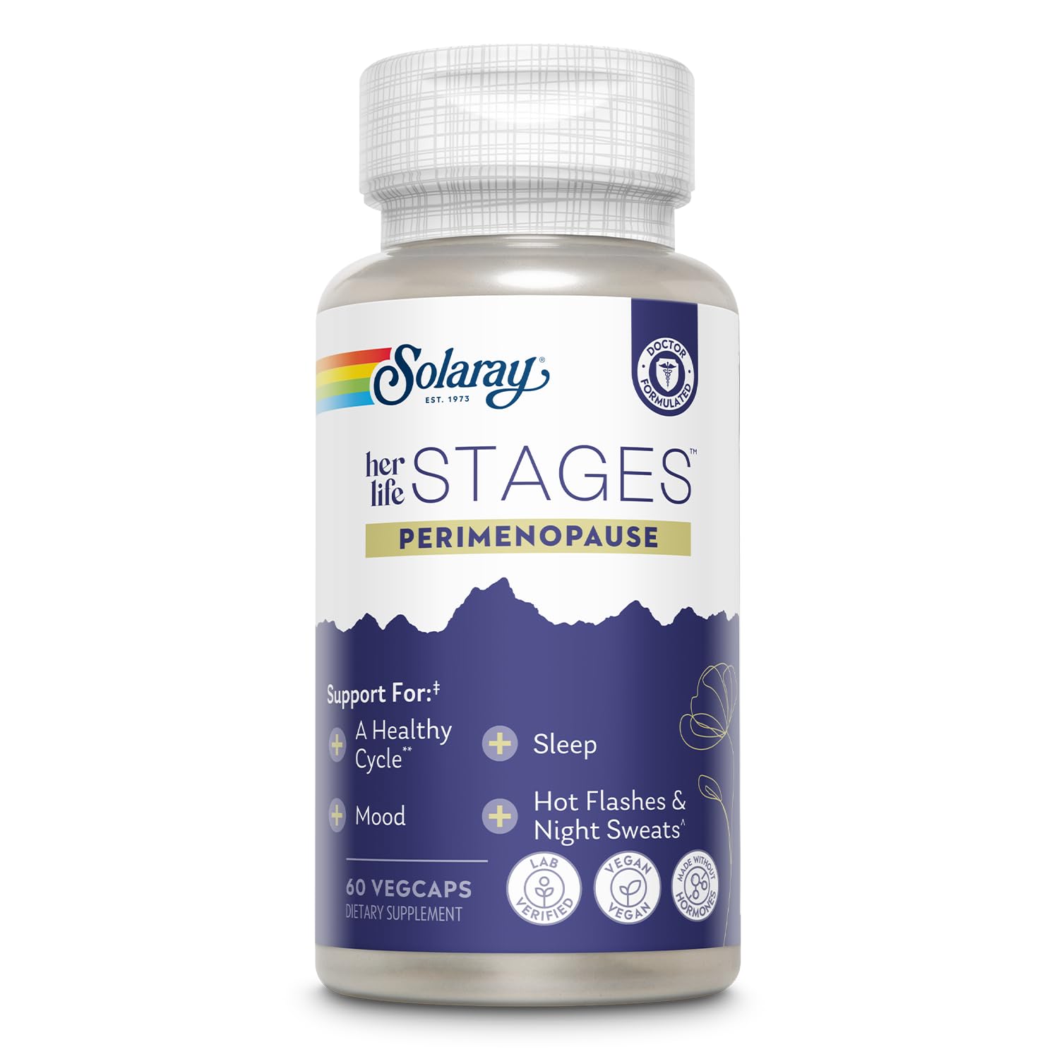 SOLARAY Perimenopause her Life Stages - Perimenopause Supplements Women - Hot Flashes, Menopause Support - Saffron and Chasteberry - Made Without Hormones - 60-Day Guarantee - 30 Servings, 60 VegCaps SOLARAYAu supplements
