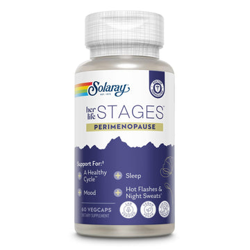 SOLARAY Perimenopause her Life Stages - Perimenopause Supplements Women - Hot Flashes, Menopause Support - Saffron and Chasteberry - Made Without Hormones - 60-Day Guarantee - 30 Servings, 60 VegCaps SOLARAYAu supplements