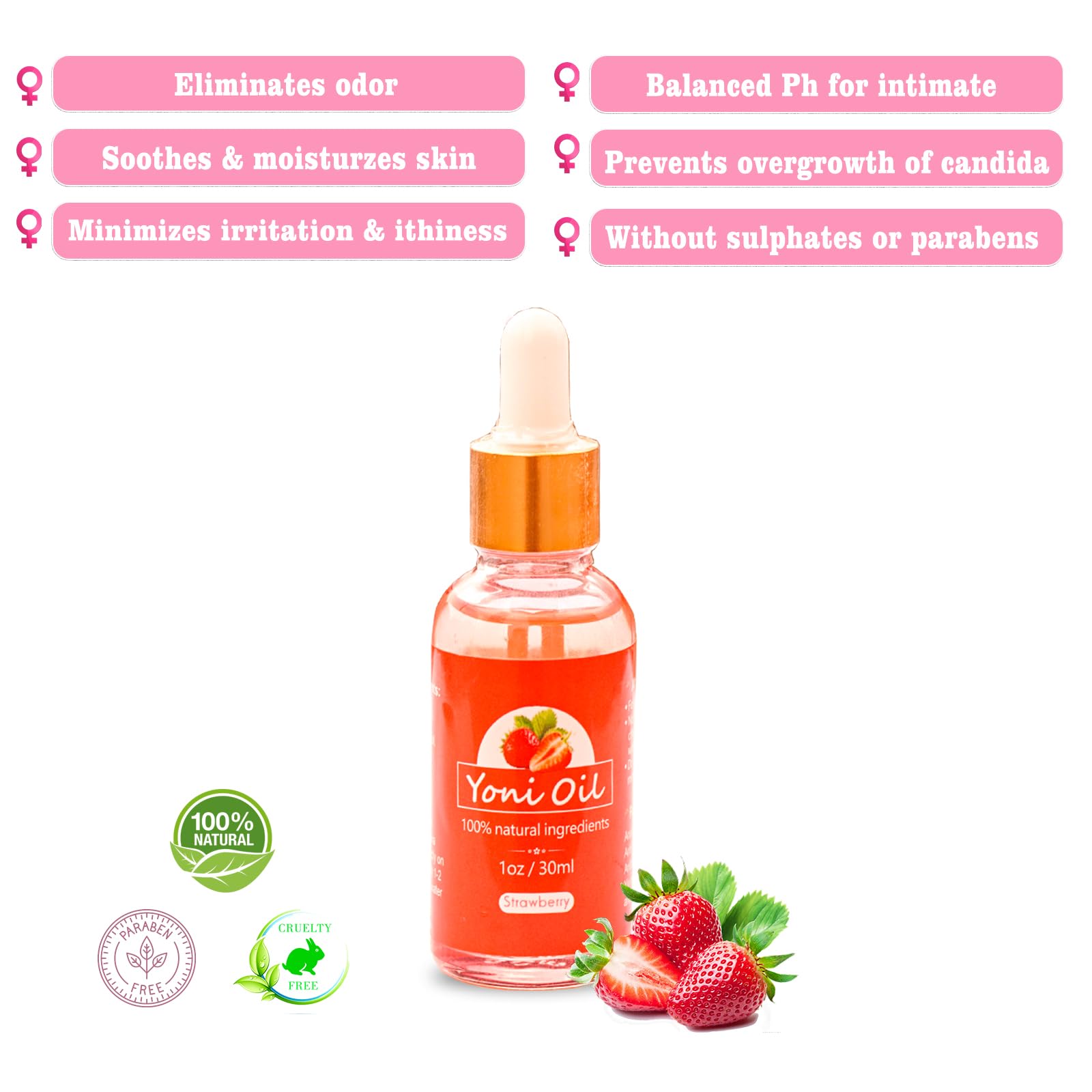 2Pcs Strawberry Yoni Bars and Yoni Oil Set for Feminine Wash, Yoni Wash for Cleanse Vaginal Balance PH tovaginshAu supplements