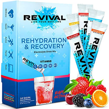 Revival Rapid Rehydration Electrolytes Powder - High Strength Vitamin C, B1, B3, B5, B12 Revival ShotsUS supplements