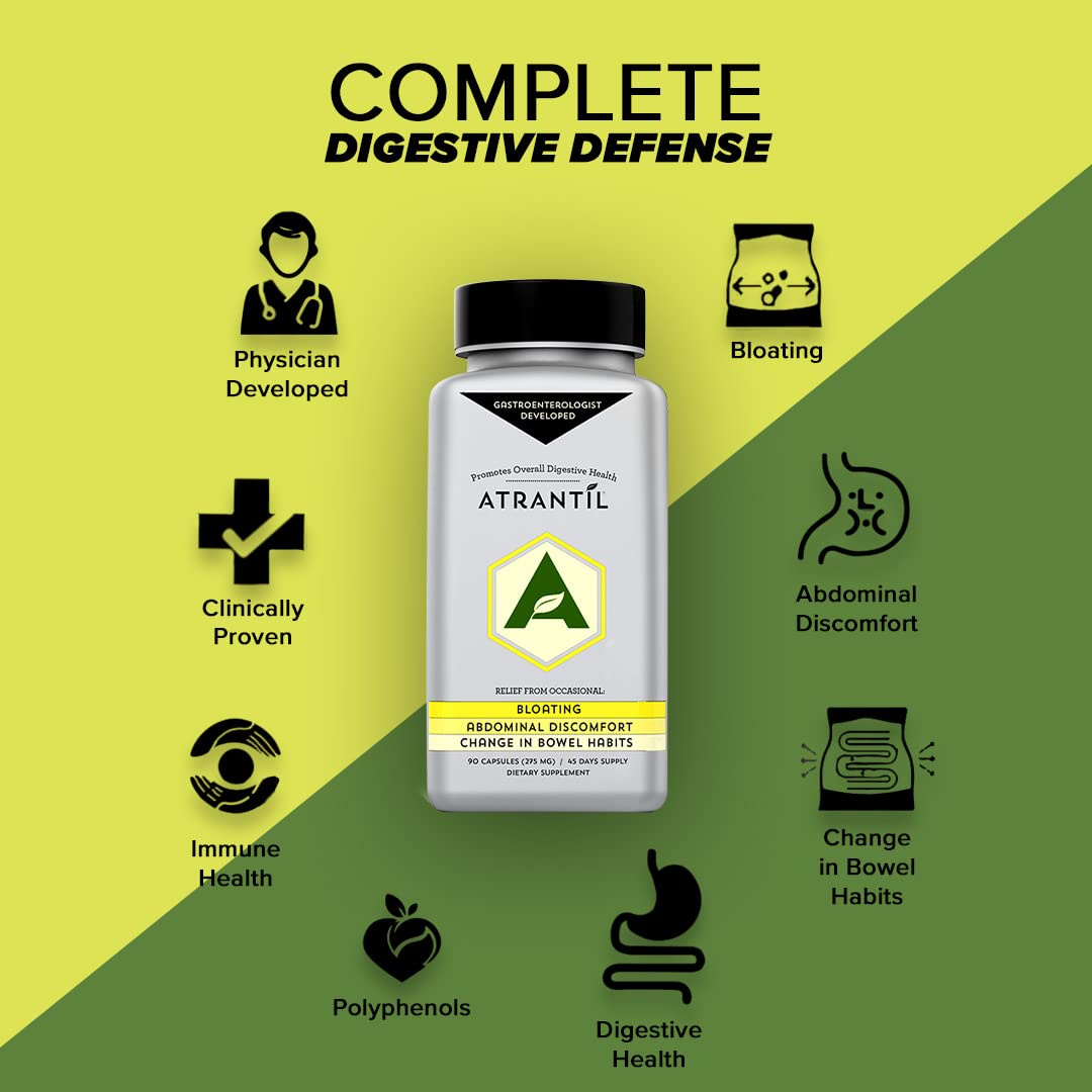 Atrantil 90 Capsules-Antioxidant Packed Polyphenol for Bloating and Gas Relief, Abdominal Discomfort, Constipation, Diarrhea, Postbiotic, Change in Bowel Habits and Everyday Digestive Health. AtrantilAu supplements