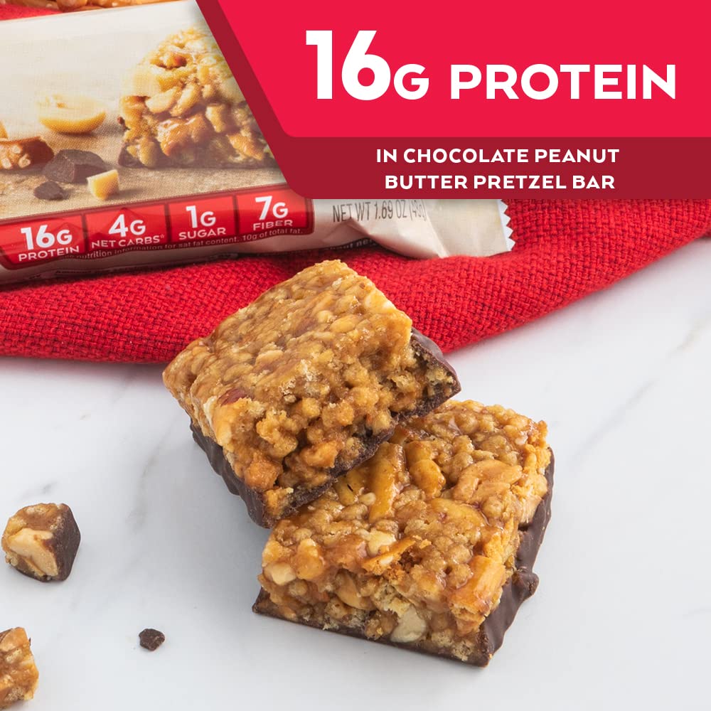 Atkins Chocolate Peanut Butter Pretzel Protein Meal Bar, High Fiber, 16g Protein, 1g Sugar AtkinsUS supplements