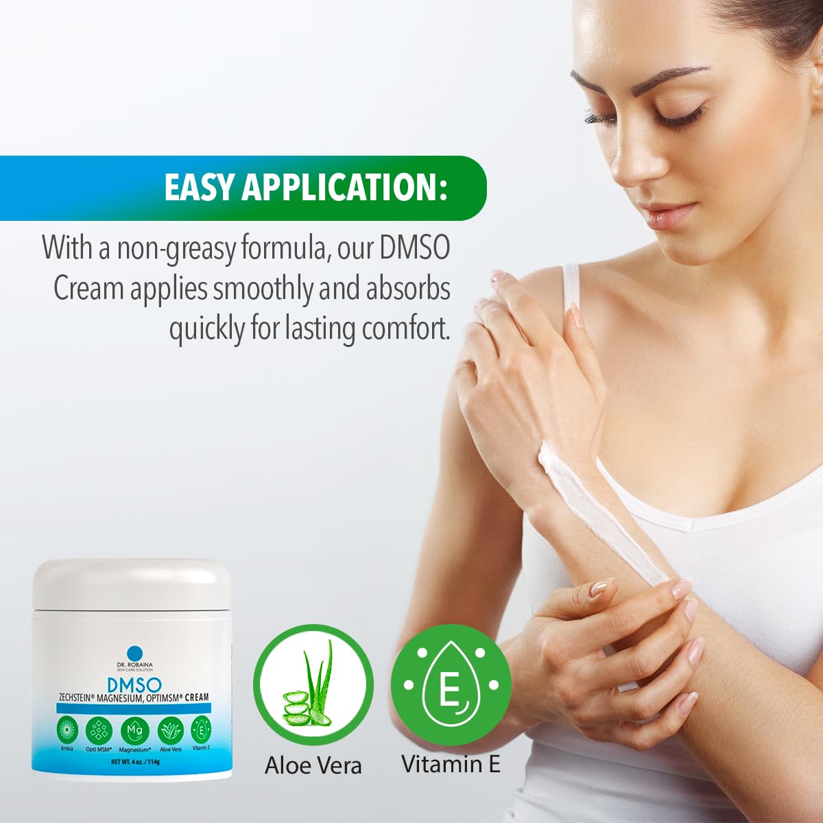 Dr. Robaina DMSO Cream – 99.9% Pure Dimethyl Sulfoxide | Formula with Zechstein Magnesium, Arnica, Aloe Vera & Vitamin E | Topical Cream for Body Wellness Dr. RobainaAu supplements