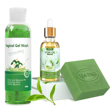 Feminine Wash & Yoni Oil & Yoni Soap Tea Tree Set for Women, Yoni Wash for Vaginal Ph Balance Remove BASSIAu supplements