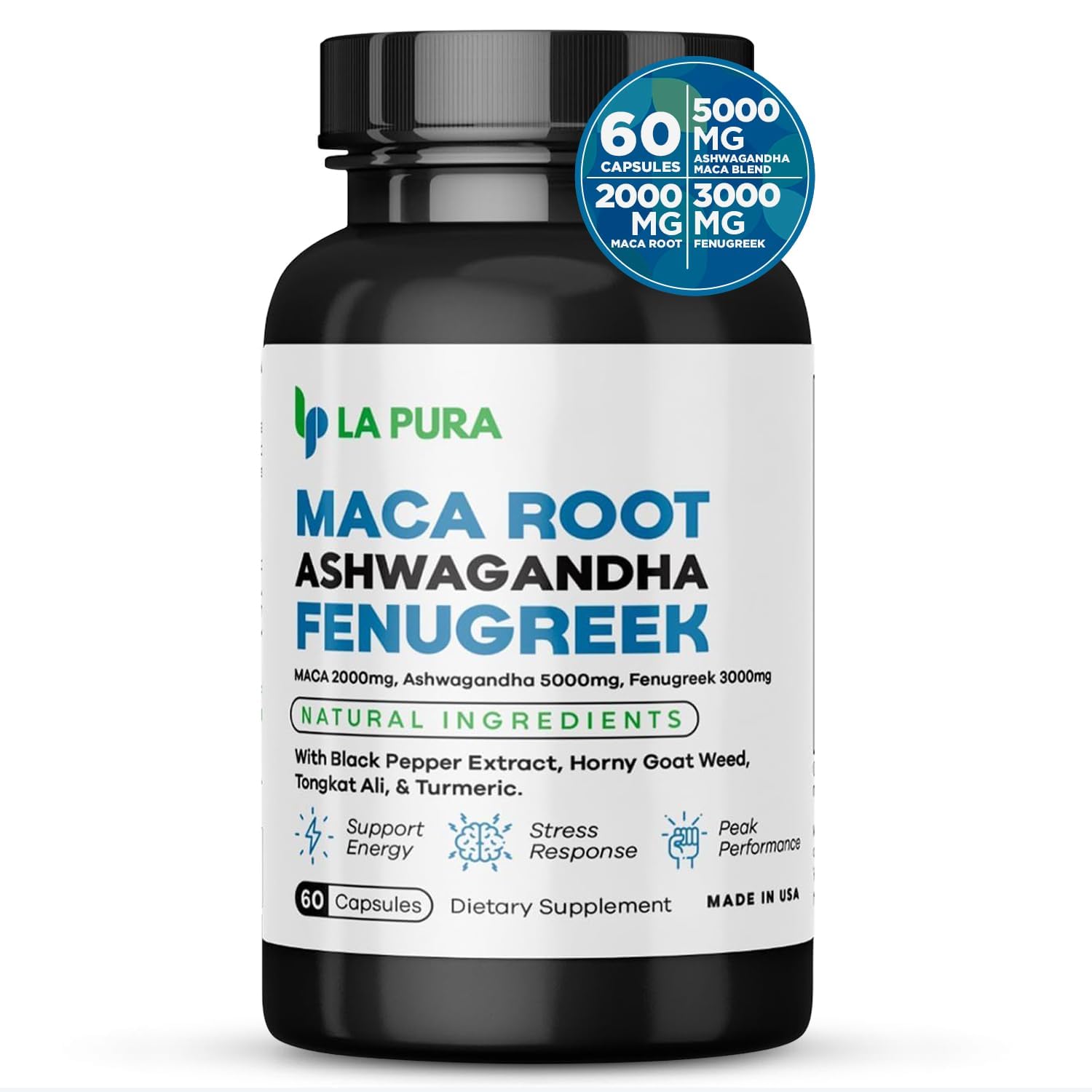 LaPura Ashwagandha 5000mg Maca Root 2000mg Fenugreek 3000mg Supplement LaPuraAu supplements