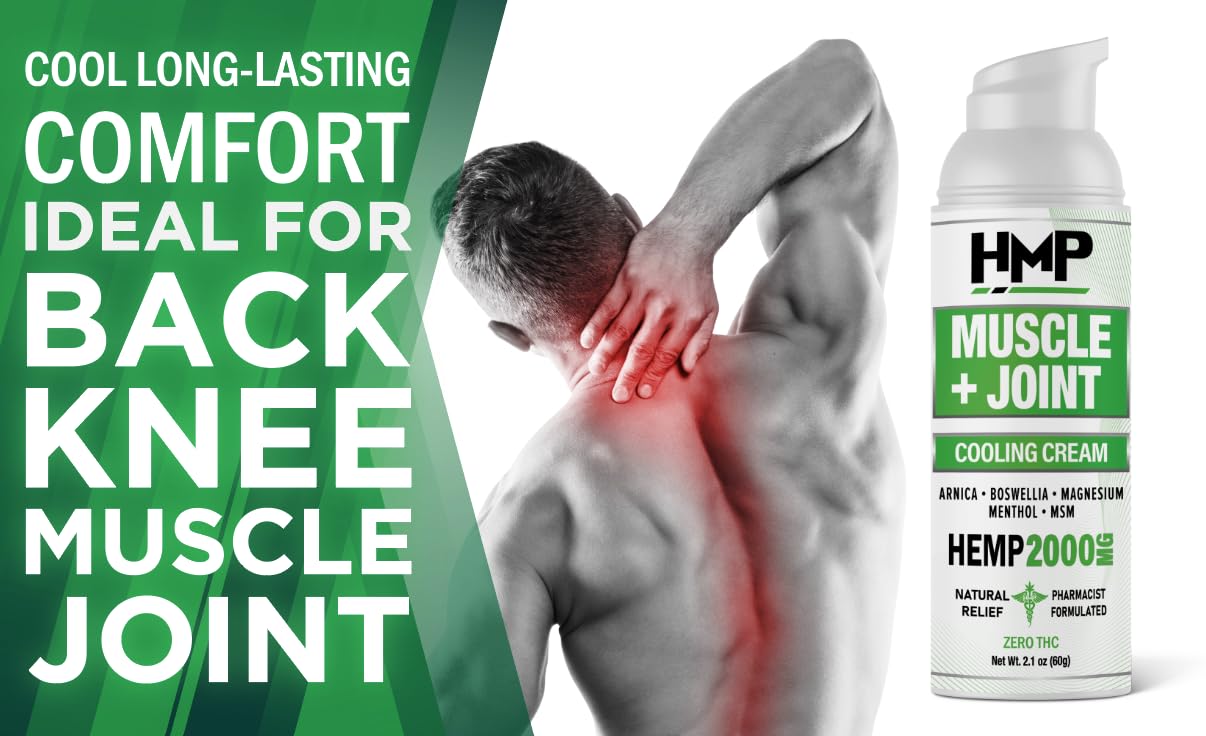 HMP BRANDS Hemp Cream Muscle & Joint Support 2000MG Hemp Discomfort Relief Formula w Menthol Ideal for Knee Muscle Joint Back Shoulder Elbow Maximum Joint Support, Natural Formula Made in USA (3 Pack) HMP BRANDSAu supplements