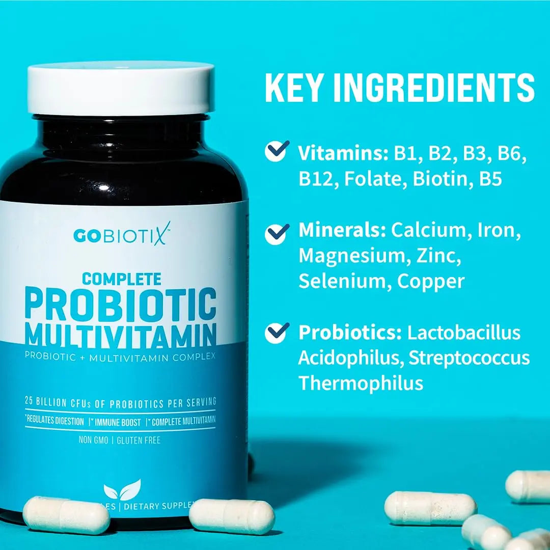 GOBIOTIX Multivitamin with Probiotics and Digestive Enzymes - 25 Billion CFU - Digestive Health, Probiotics for Women and Men GOBIOTIXAu supplements