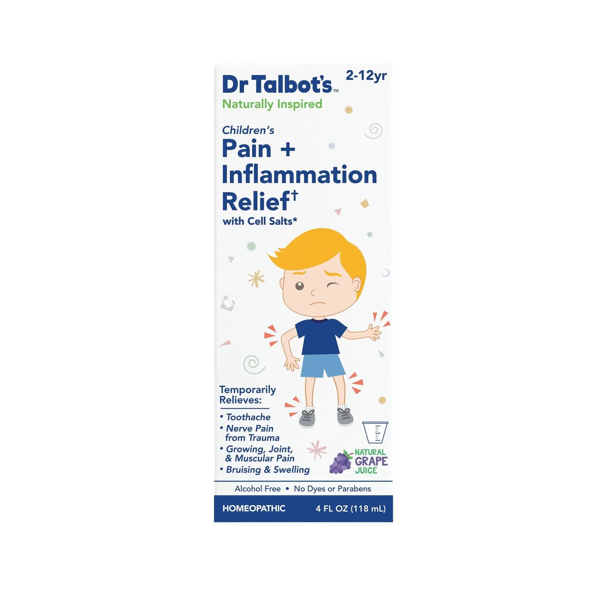 Dr. Talbot's Pain + Inflammation Relief Liquid Medicine for Children, Includes Dosage Cup, Grape Juice Flavor, 4 Fl Oz (Packaging May Vary) Dr. Talbot'sAu supplements