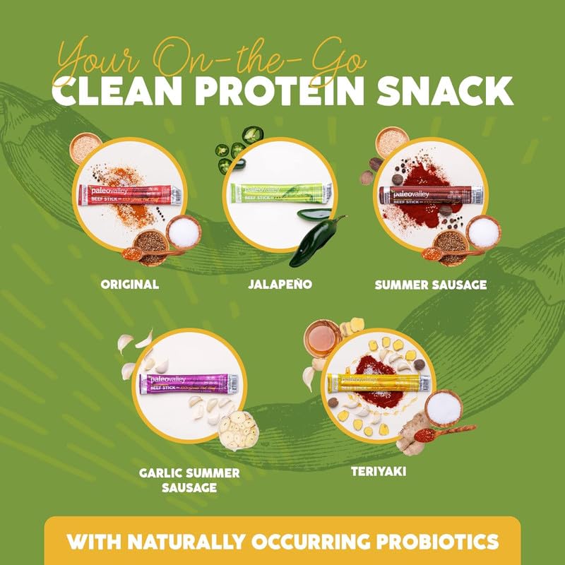 Paleovalley 100% Grass Fed Jalapeno Beef Sticks - Delicious Gluten Free Beef Snack - High Protein Keto Friendly PaleovalleyUS supplements