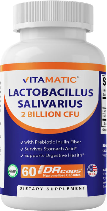 Vitamatic Lactobacillus Salivarius 2 Billion per DR Capsule - 60 Count - Digestive Support VitamaticUS supplements