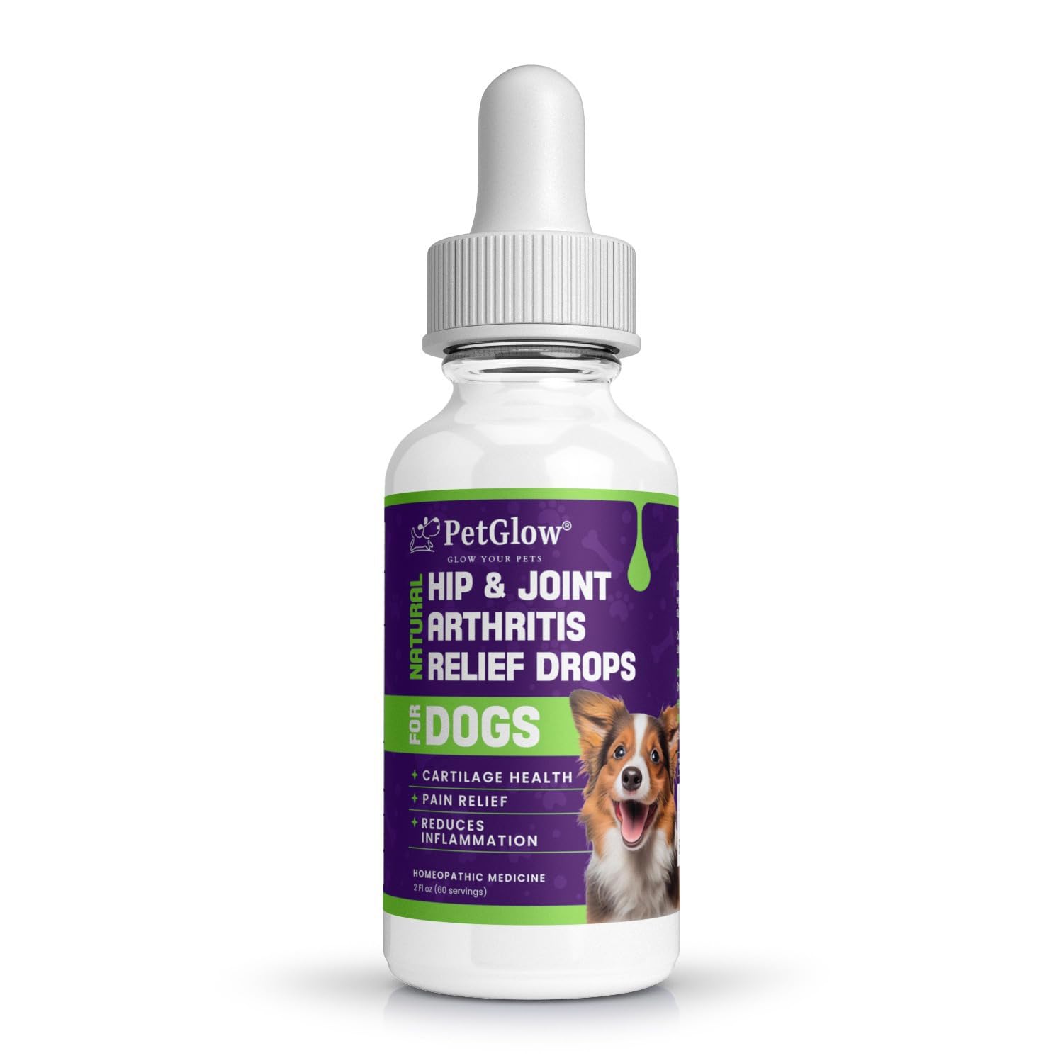 Petglow® Natural Hip & Joint Arthritis Relief Drops with Curcumin & Boswellia, Homeopathic Anti-Inflammatory Formula for Dogs, Cats & Horses, Supports Flexibility, Comfort & Mobility Naturally PetglowAu supplements