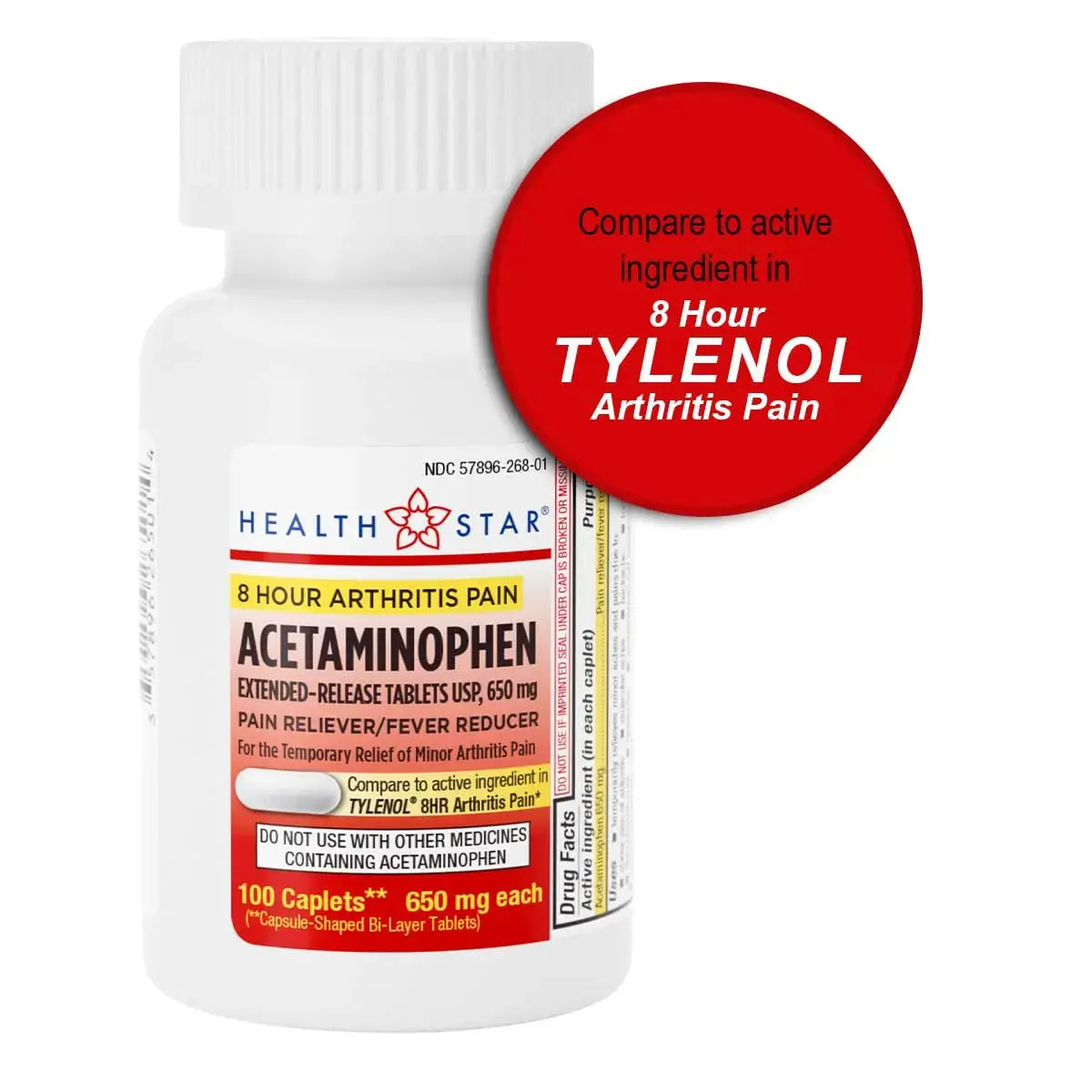 GeriCare Acetaminophen Extended-Release Arthritis 650mg Caplets, Pain Reliever, Arthritis Symptoms, Fever Reduction, 100 Count (Pack of 1) GeriCareAu supplements