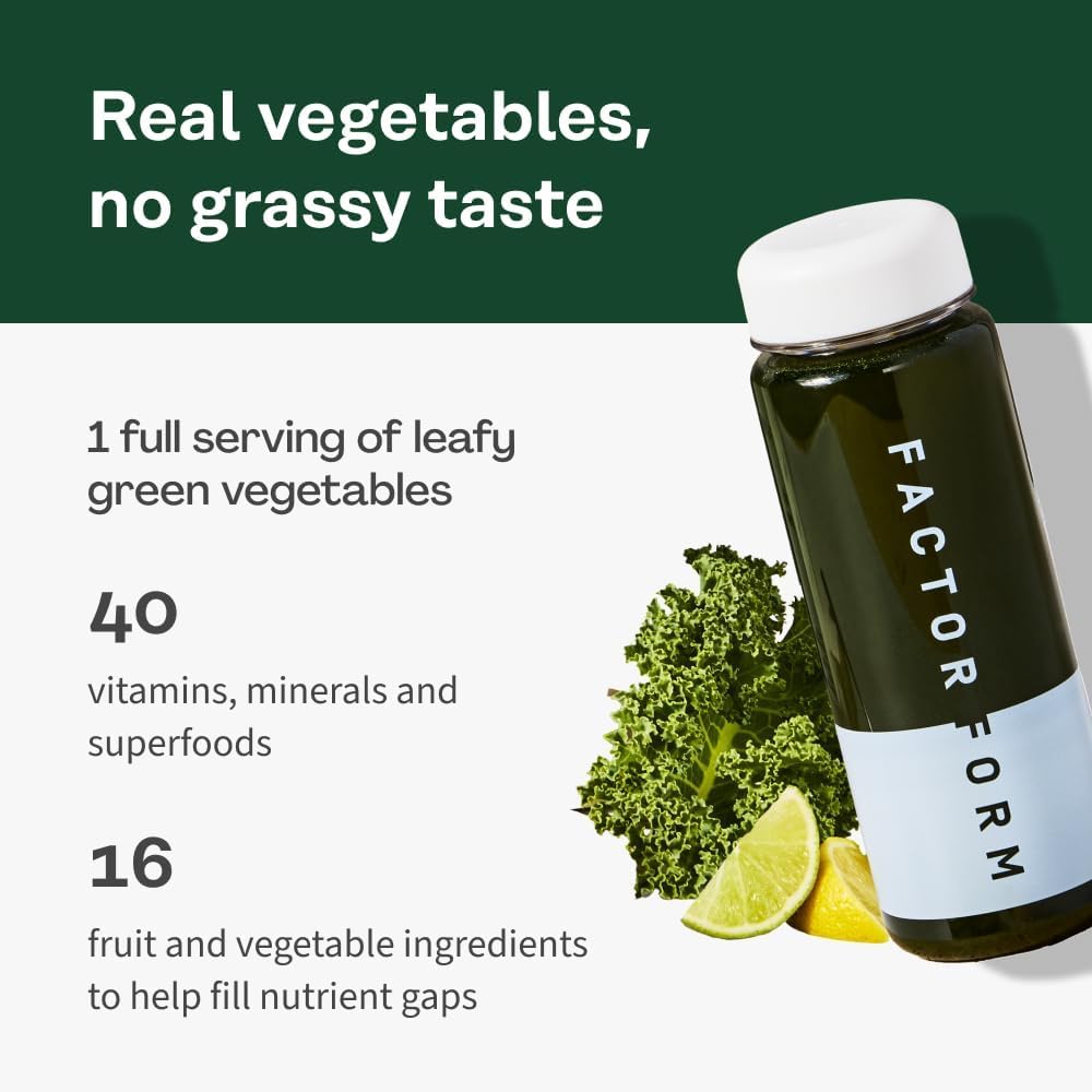 FACTOR FORM Daily Greens Superfood Powder | 5 Functional Blends for Gut Health, Energy & Immunity | Prebiotics, Probiotics, Adaptogens, B Vitamins (7 Servings, Individual Packets) FACTOR FORMAu supplements