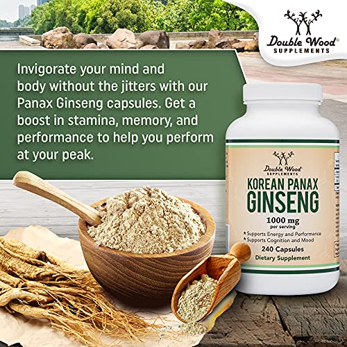 Ginseng Capsules (Korean Red Ginseng Extract, Panax Ginseng 10% Ginsenosides) Double Wood SupplementsUS supplements