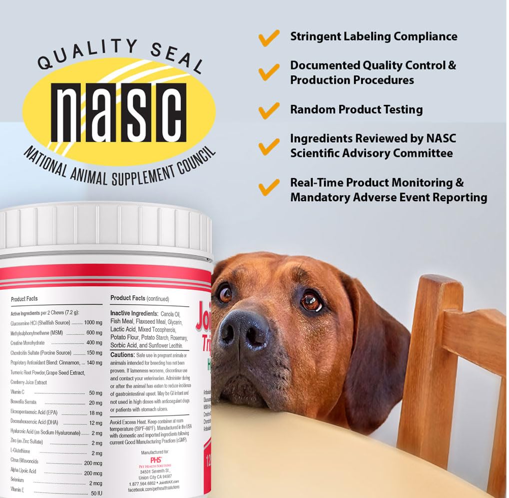 Joint MAX Triple Strength Hypo-Allergenic Soft Chews for Dogs - Hip and Joint Support Supplement with Glucosamine, Chondroitin, & MSM - Made in The USA - 120 Soft Chews Joint MaxAu supplements