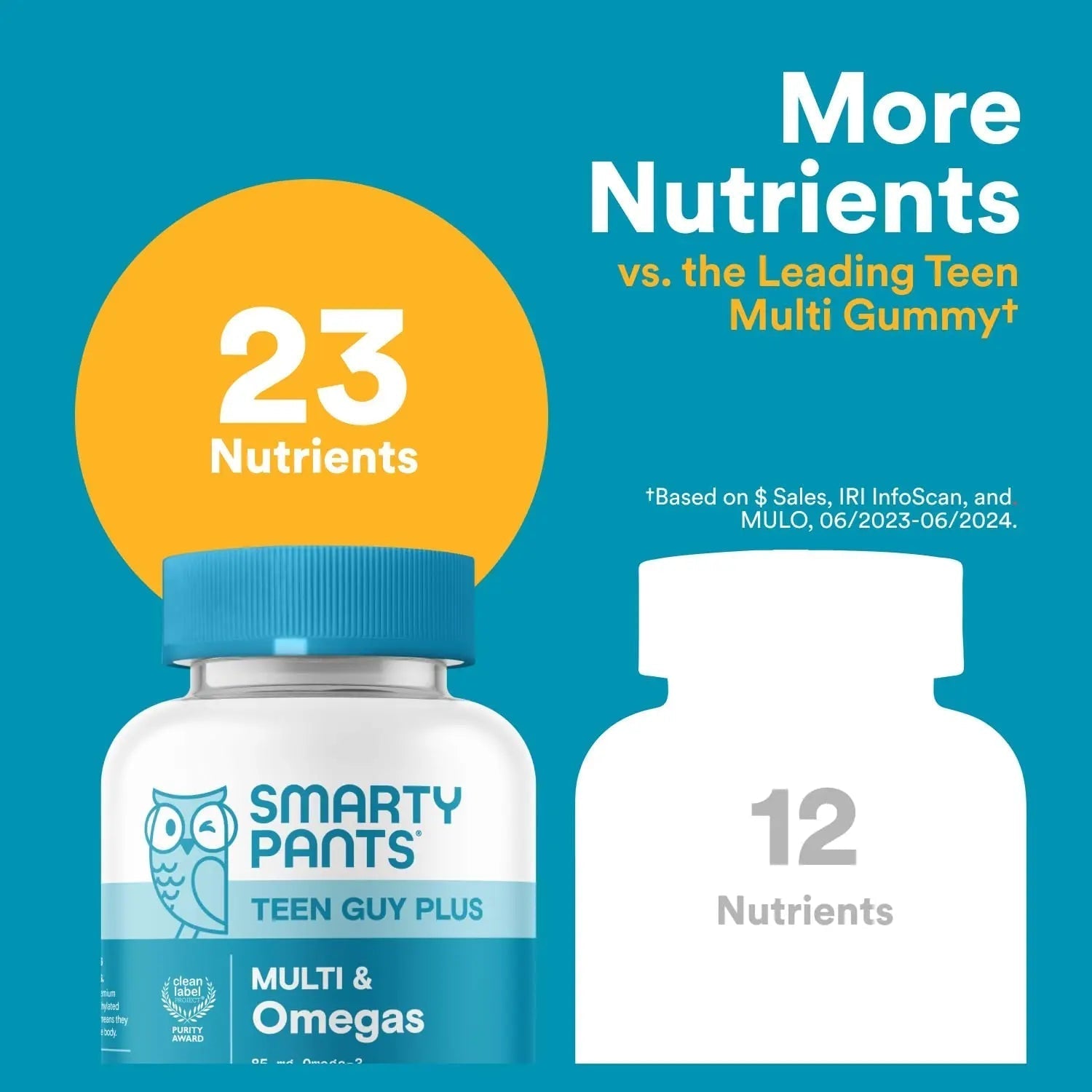SmartyPants Teen Guy Multivitamin Gummies - Improved Formula: Omega 3 (DHA/EPA), Vitamin D3, C, Vitamin B12, B6, A, K & Zinc SmartyPantsAu supplements