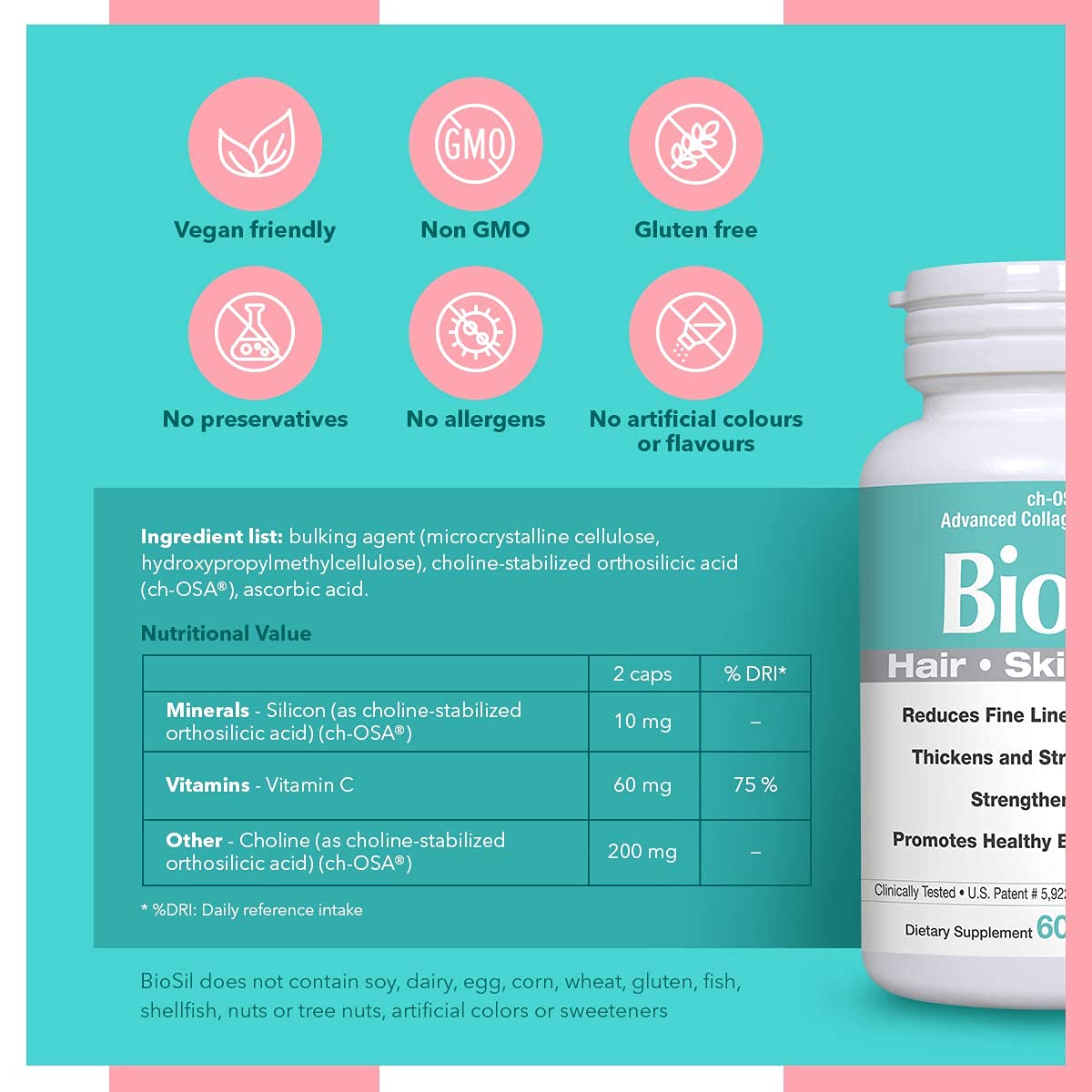 Advanced Collagen Generator with Vitamin C, BIOSIL Supplement for Women - Supports Healthy Hair BioSilAu supplements