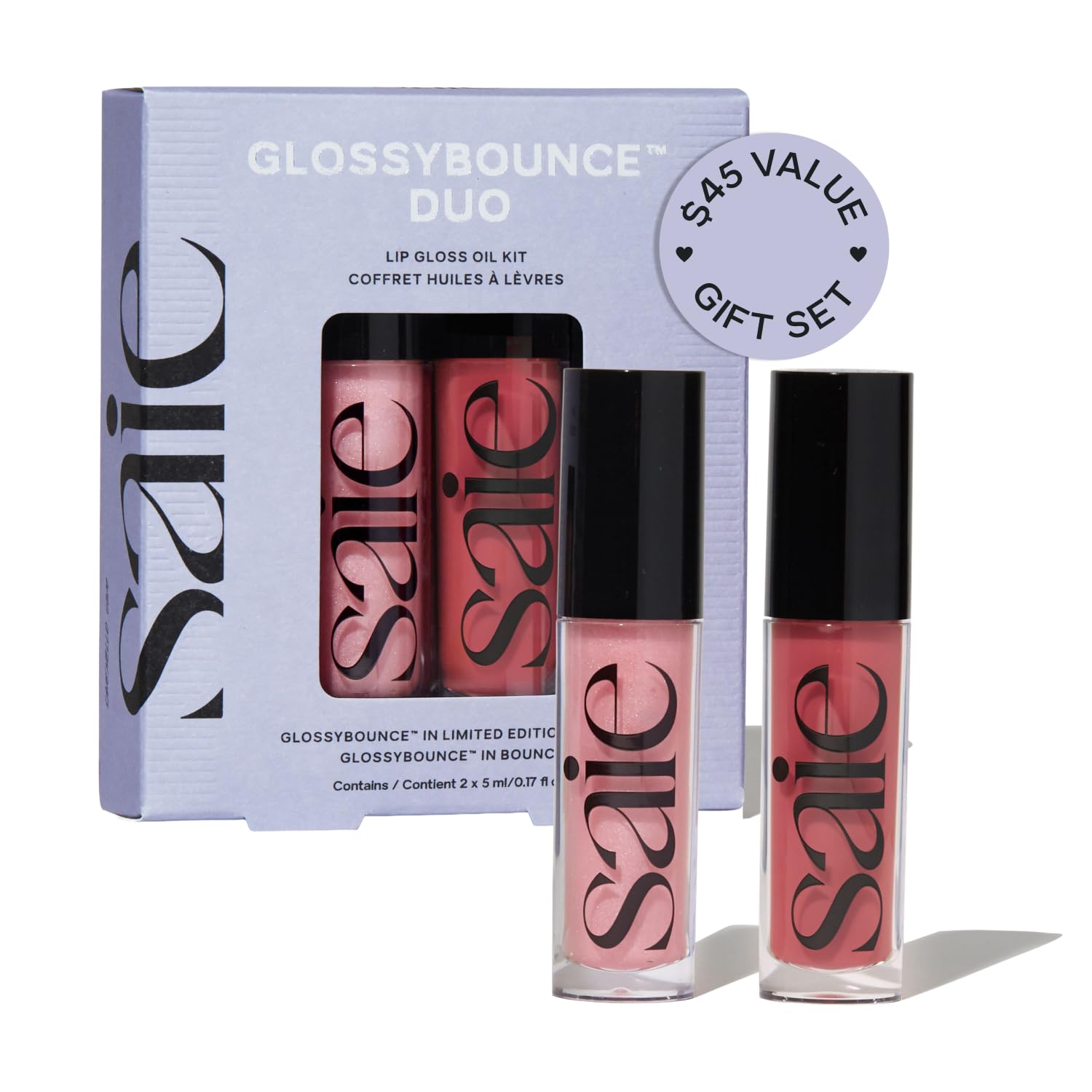 Saie Glossybounce High-Shine Hydrating Lip Gloss Oil - Sheer Tinted Lip Oil with Hyaluronic Acid + Jojoba Oil for Long-Lasting Moisture (.17 oz) (Disco + Bounce) SaieAu supplements