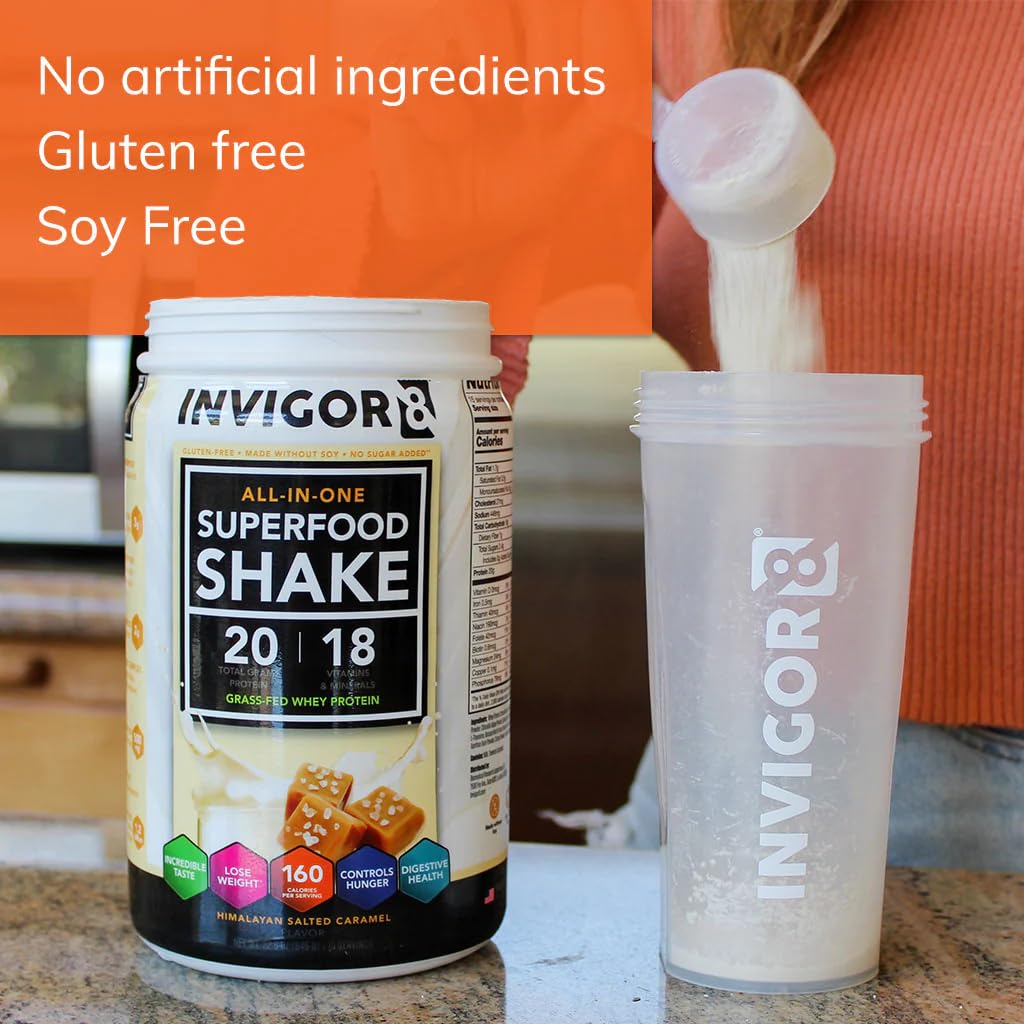 INVIGOR8 Superfood Grass Fed Whey Protein Isolate Shake Himalayan Salted Caramel INVIGOR8US supplements
