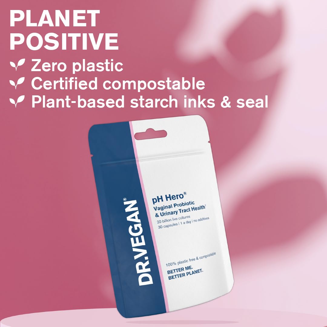 DR.VEGAN | pH Hero | Supports Balanced Vaginal Flora | 50bn CFU | Cranberry | Sea Buckthorn dr veganAu supplements